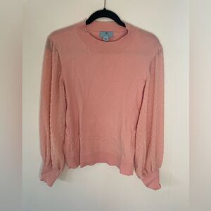 Women's Mock Neck Clip Dot Sheer Long Sleeve Sweater size large